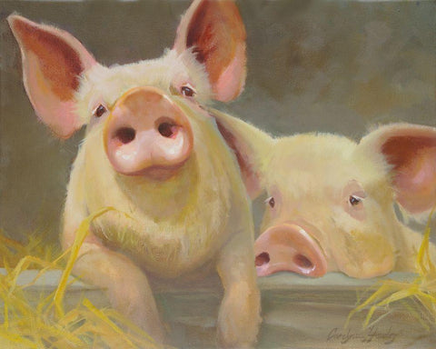 Life as a Pig II Black Ornate Wood Framed Art Print with Double Matting by Hawley, Carolyne