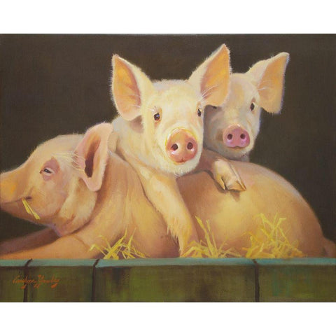 Life as a Pig III Gold Ornate Wood Framed Art Print with Double Matting by Hawley, Carolyne