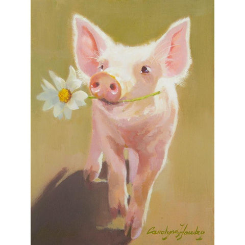 Life as a Pig IV Gold Ornate Wood Framed Art Print with Double Matting by Hawley, Carolyne