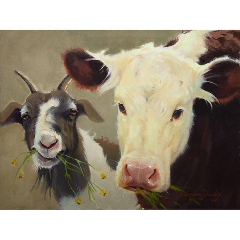 Farm Pals I Black Modern Wood Framed Art Print with Double Matting by Hawley, Carolyne