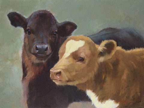 Farm Pals II Black Ornate Wood Framed Art Print with Double Matting by Hawley, Carolyne