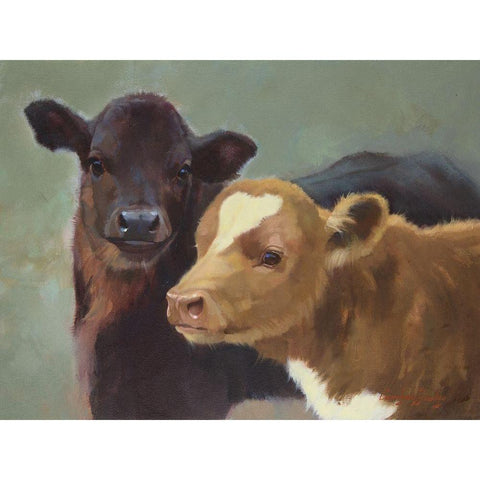Farm Pals II Gold Ornate Wood Framed Art Print with Double Matting by Hawley, Carolyne