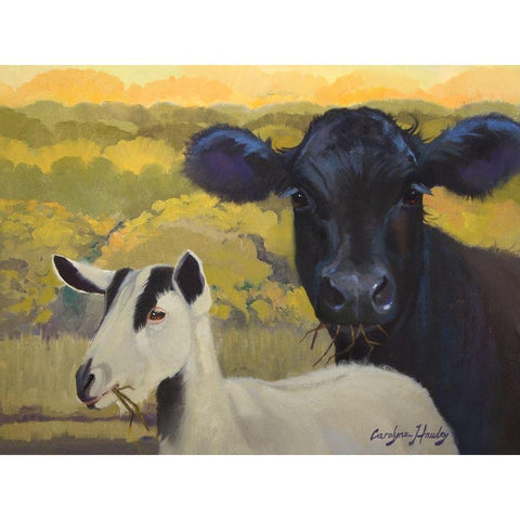 Farm Pals IV Gold Ornate Wood Framed Art Print with Double Matting by Hawley, Carolyne