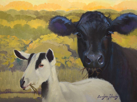 Farm Pals IV Black Ornate Wood Framed Art Print with Double Matting by Hawley, Carolyne