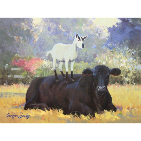 Farm Pals V Gold Ornate Wood Framed Art Print with Double Matting by Hawley, Carolyne