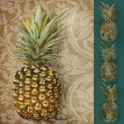 Pineapple Welcome I Black Modern Wood Framed Art Print by Reynolds, Jade