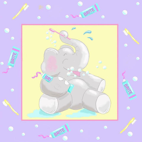 Baby Elephant Bath I White Modern Wood Framed Art Print with Double Matting by Reynolds, Jade