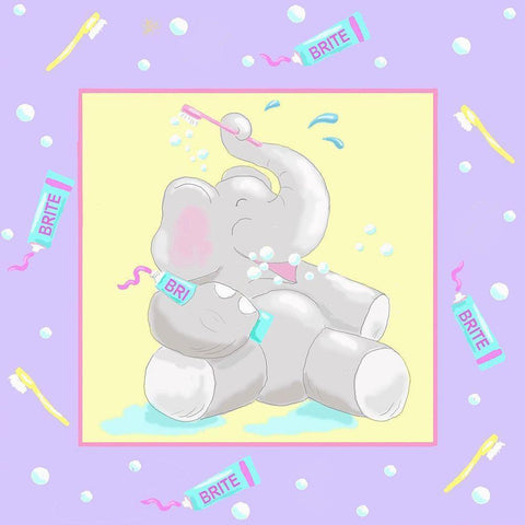 Baby Elephant Bath I White Modern Wood Framed Art Print by Reynolds, Jade