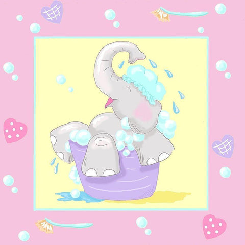 Baby Elephant Bath III Black Modern Wood Framed Art Print by Reynolds, Jade