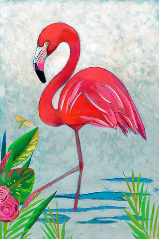 Custom Vivid Flamingo I Black Ornate Wood Framed Art Print with Double Matting by Zarris, Chariklia