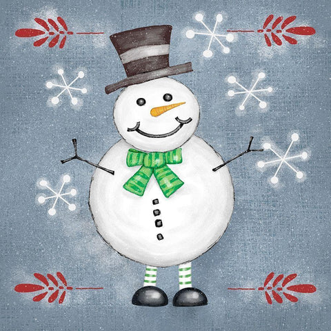 Folksy Christmas II Black Modern Wood Framed Art Print with Double Matting by Zarris, Chariklia