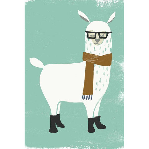 Bundle Up Llama I White Modern Wood Framed Art Print by Vess, June Erica