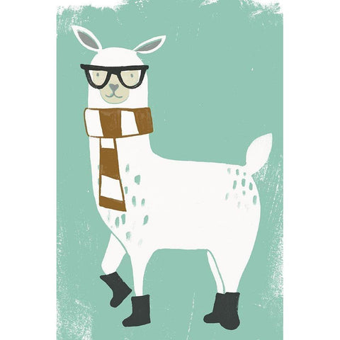 Bundle Up Llama II White Modern Wood Framed Art Print by Vess, June Erica