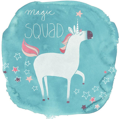 Magic Unicorn Squad III Black Modern Wood Framed Art Print with Double Matting by Vess, June Erica