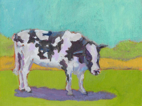 Pasture Cow I Black Ornate Wood Framed Art Print with Double Matting by Young, Carol