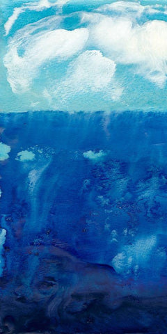 Deep Blue I White Modern Wood Framed Art Print with Double Matting by Ludwig, Alicia