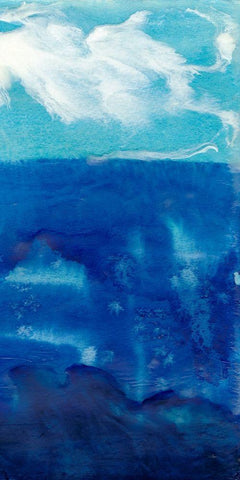 Deep Blue II White Modern Wood Framed Art Print with Double Matting by Ludwig, Alicia