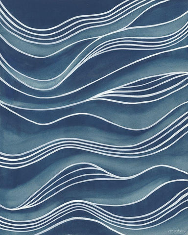 Wind and Waves II White Modern Wood Framed Art Print with Double Matting by Lam, Vanna