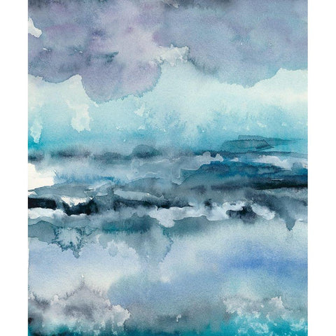 Blue Tide I White Modern Wood Framed Art Print by Zarris, Chariklia