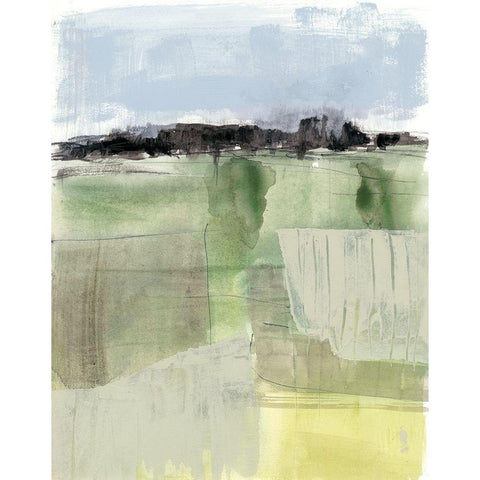 Sage Field II Black Modern Wood Framed Art Print with Double Matting by Goldberger, Jennifer