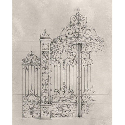 Iron Gate Design I Gold Ornate Wood Framed Art Print with Double Matting by Harper, Ethan