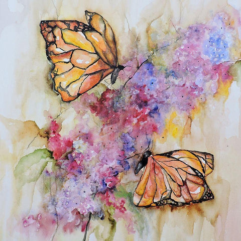 Dos Monarchas White Modern Wood Framed Art Print by Herrera, Leticia