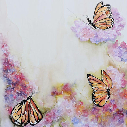 Tres Monarchas White Modern Wood Framed Art Print by Herrera, Leticia