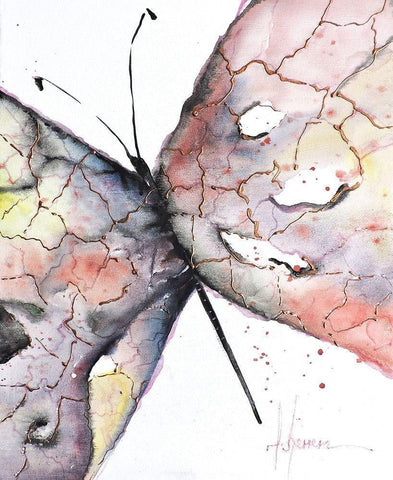 Mariposa I White Modern Wood Framed Art Print with Double Matting by Herrera, Leticia