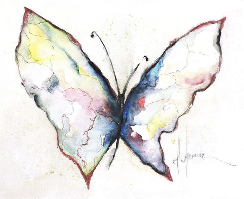 Mariposa II White Modern Wood Framed Art Print with Double Matting by Herrera, Leticia