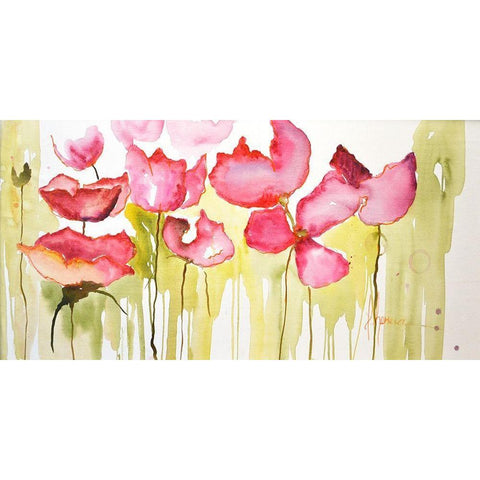 Horizontal Flores I Black Modern Wood Framed Art Print by Herrera, Leticia