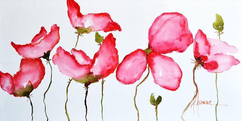 Horizontal Flores II White Modern Wood Framed Art Print with Double Matting by Herrera, Leticia