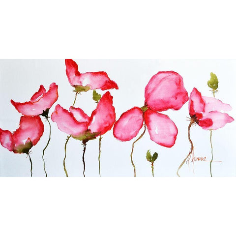 Horizontal Flores II Black Modern Wood Framed Art Print with Double Matting by Herrera, Leticia