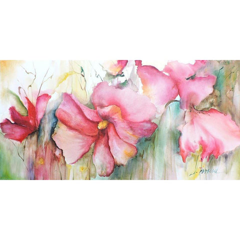 Horizontal Flores III White Modern Wood Framed Art Print by Herrera, Leticia