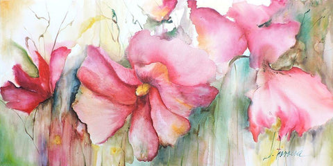 Horizontal Flores III Black Ornate Wood Framed Art Print with Double Matting by Herrera, Leticia