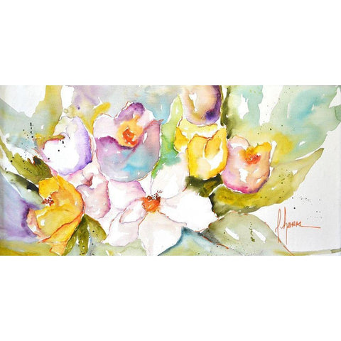 Horizontal Flores IV White Modern Wood Framed Art Print by Herrera, Leticia