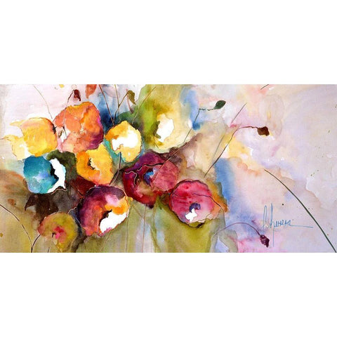 Horizontal Flores V Black Modern Wood Framed Art Print by Herrera, Leticia