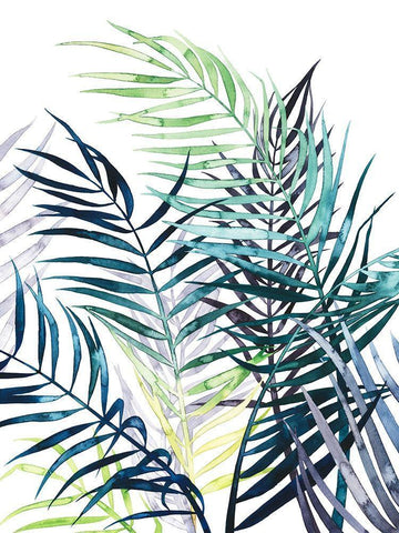 Twilight Palms I White Modern Wood Framed Art Print with Double Matting by Popp, Grace