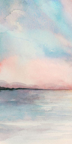 Sea Sunset Triptych I White Modern Wood Framed Art Print with Double Matting by Popp, Grace