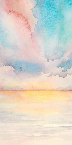 Sea Sunset Triptych II White Modern Wood Framed Art Print with Double Matting by Popp, Grace