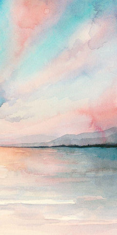 Sea Sunset Triptych III White Modern Wood Framed Art Print with Double Matting by Popp, Grace
