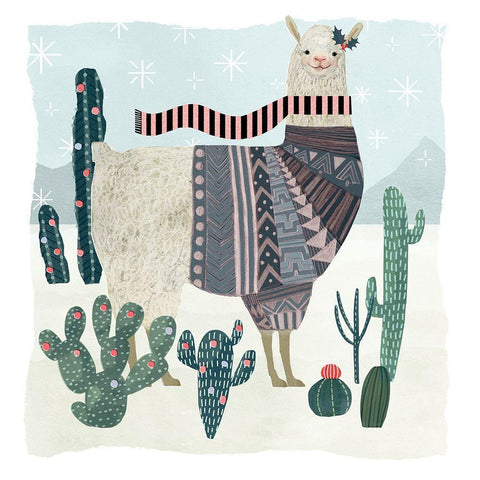 Holiday Llama II White Modern Wood Framed Art Print by Borges, Victoria