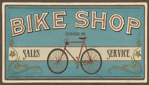 Custom Bike Shop I Black Ornate Wood Framed Art Print with Double Matting by Vess, June Erica