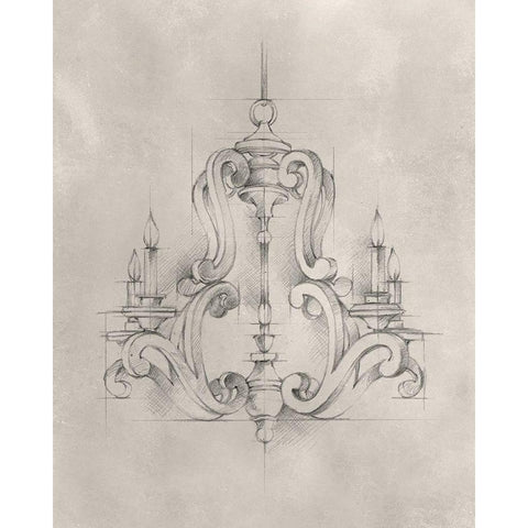 Chandelier Schematic II Black Modern Wood Framed Art Print with Double Matting by Harper, Ethan