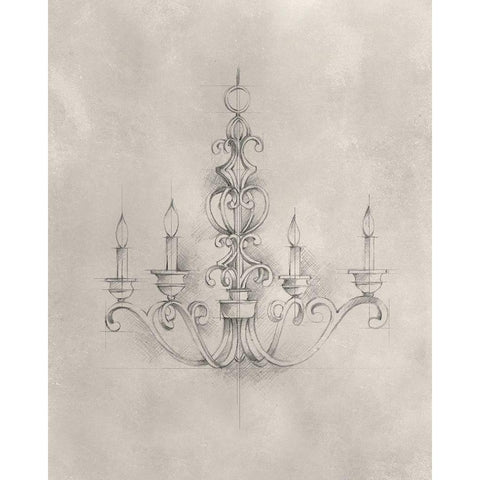 Chandelier Schematic III Gold Ornate Wood Framed Art Print with Double Matting by Harper, Ethan