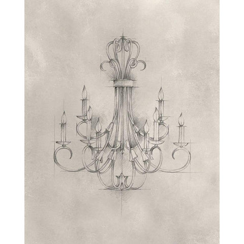 Chandelier Schematic IV Gold Ornate Wood Framed Art Print with Double Matting by Harper, Ethan