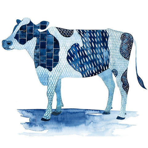 Cobalt Farm Animals I Black Modern Wood Framed Art Print with Double Matting by Popp, Grace