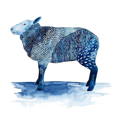 Cobalt Farm Animals III Black Modern Wood Framed Art Print with Double Matting by Popp, Grace