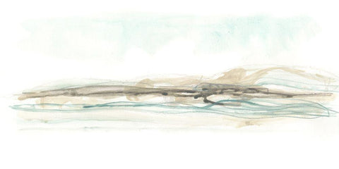 Liquid Hillscape II White Modern Wood Framed Art Print with Double Matting by Vess, June Erica