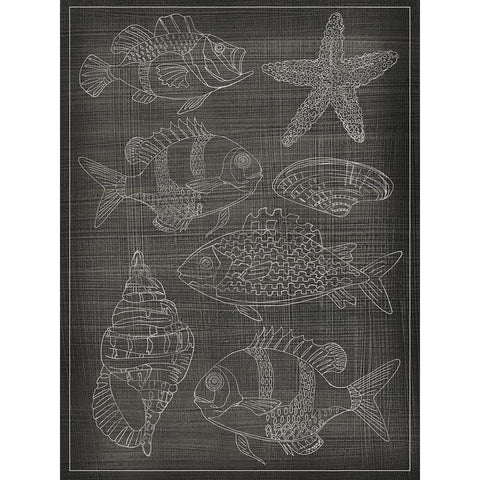 Sea Chart II Black Modern Wood Framed Art Print by Zarris, Chariklia
