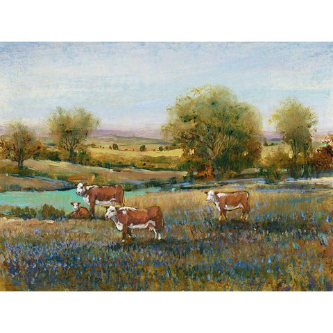 Field of Cattle II Gold Ornate Wood Framed Art Print with Double Matting by OToole, Tim